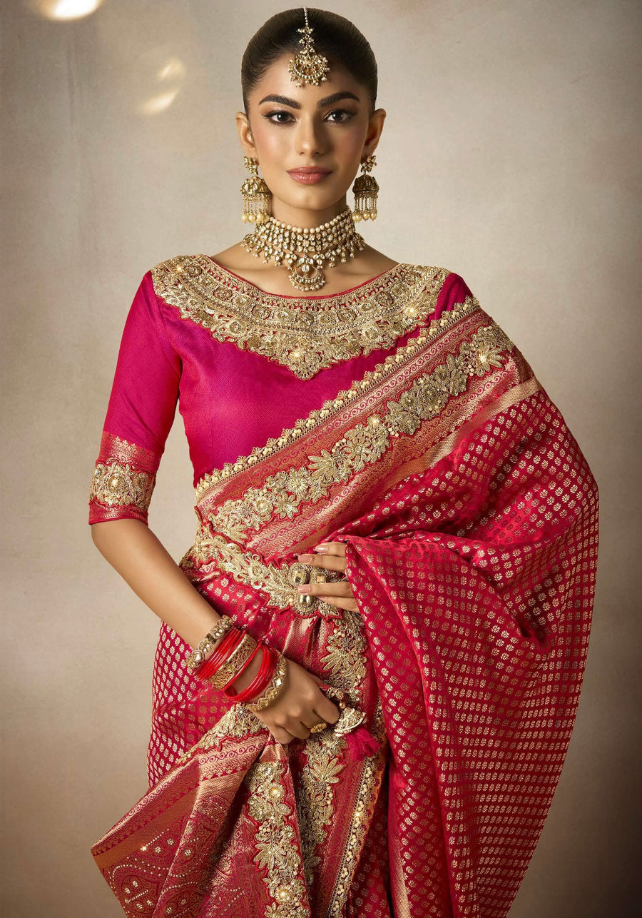 PURE SATIN SILK SAREE WITH HEAVY MOTI & ZIRCON WORK. FULL SAREE HEAVY EMBROIDERY LACE WORK EXCLUSIVE WAIST BELT