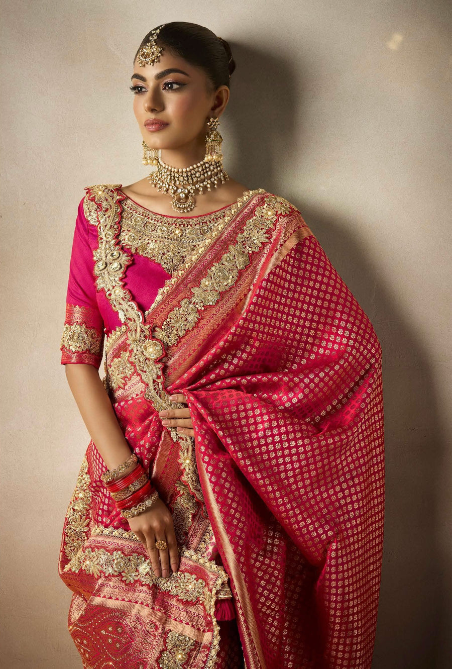 PURE SATIN SILK SAREE WITH HEAVY MOTI & ZIRCON WORK. FULL SAREE HEAVY EMBROIDERY LACE WORK EXCLUSIVE WAIST BELT