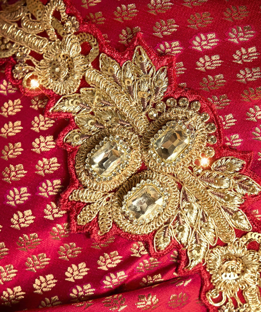 PURE SATIN SILK SAREE WITH HEAVY MOTI & ZIRCON WORK. FULL SAREE HEAVY EMBROIDERY LACE WORK EXCLUSIVE WAIST BELT