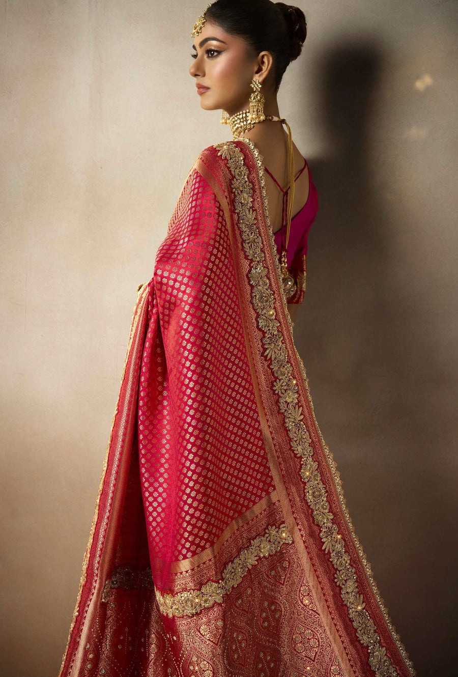 PURE SATIN SILK SAREE WITH HEAVY MOTI & ZIRCON WORK. FULL SAREE HEAVY EMBROIDERY LACE WORK EXCLUSIVE WAIST BELT