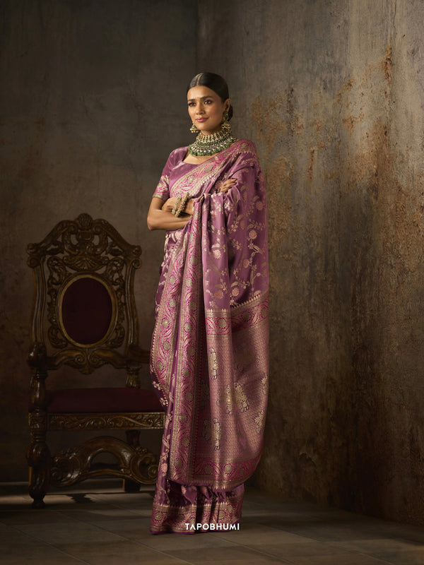 PURE SATIN SILK SAREE WITH HEAVY AMERICAN DIAMOND WORK