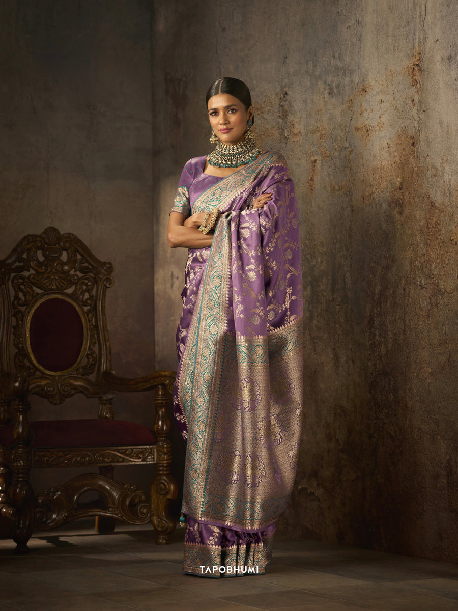 PURE SATIN SILK SAREE WITH HEAVY AMERICAN DIAMOND WORK