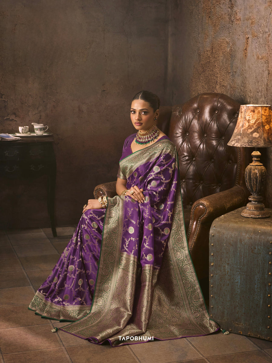 PURE SATIN SILK SAREE WITH HEAVY AMERICAN DIAMOND WORK