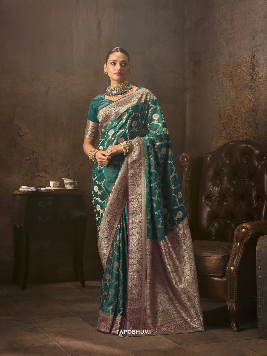 PURE SATIN SILK SAREE WITH HEAVY AMERICAN DIAMOND WORK