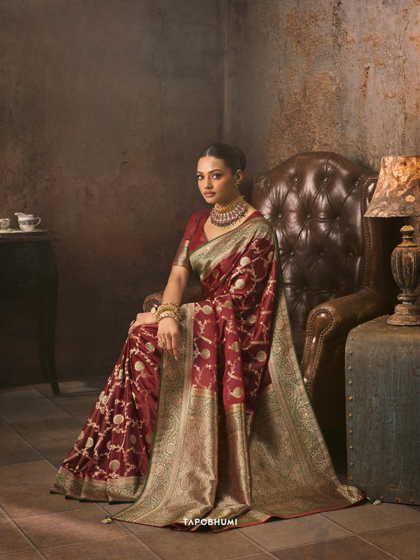 PURE SATIN SILK SAREE WITH HEAVY AMERICAN DIAMOND WORK