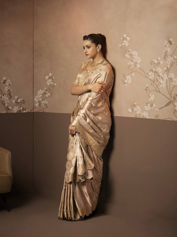 PREMIUM SILK SAREE WITH HEAVY SAROSKI WORK WITH CUT-BORDER