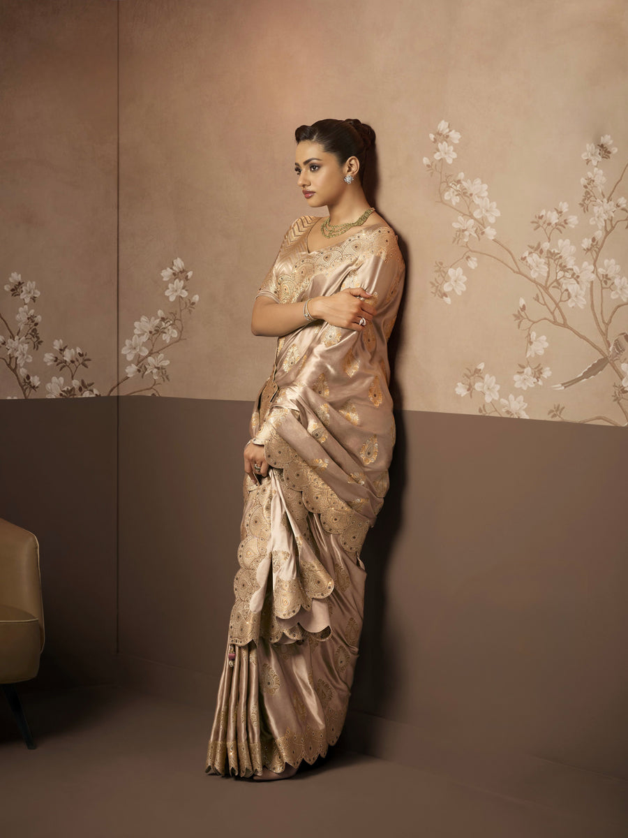 PREMIUM SILK SAREE WITH HEAVY SAROSKI WORK WITH CUT-BORDER