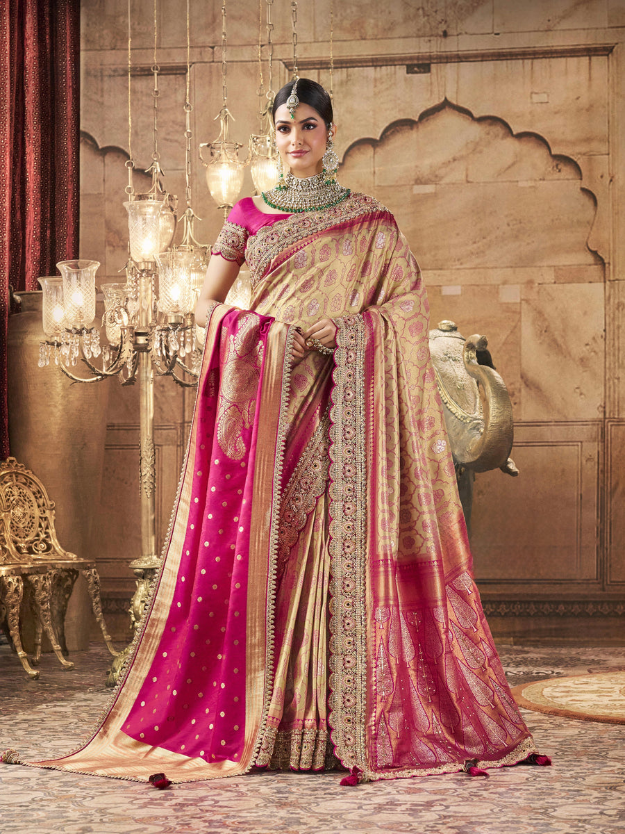 KADWA KASAB SILK SAREE WITH HEAVY KOLKATA THEME  ZARDOZI WORK ,KHATLI WORK, HAND DIAMOND WITH HEAVY DUPATTA