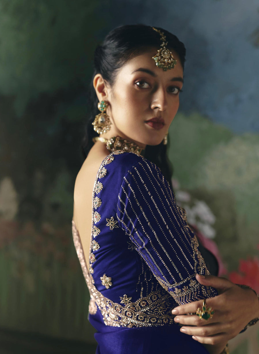 BEAUTIFUL SAREE ON TISSUE ORGANZA WITH BEADS , SEQUENCE & PEARL WORK