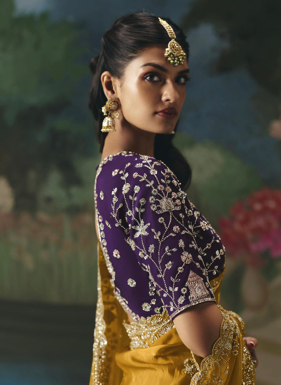 BEAUTIFUL SAREE ON TISSUE ORGANZA WITH BEADS , SEQUENCE & PEARL WORK