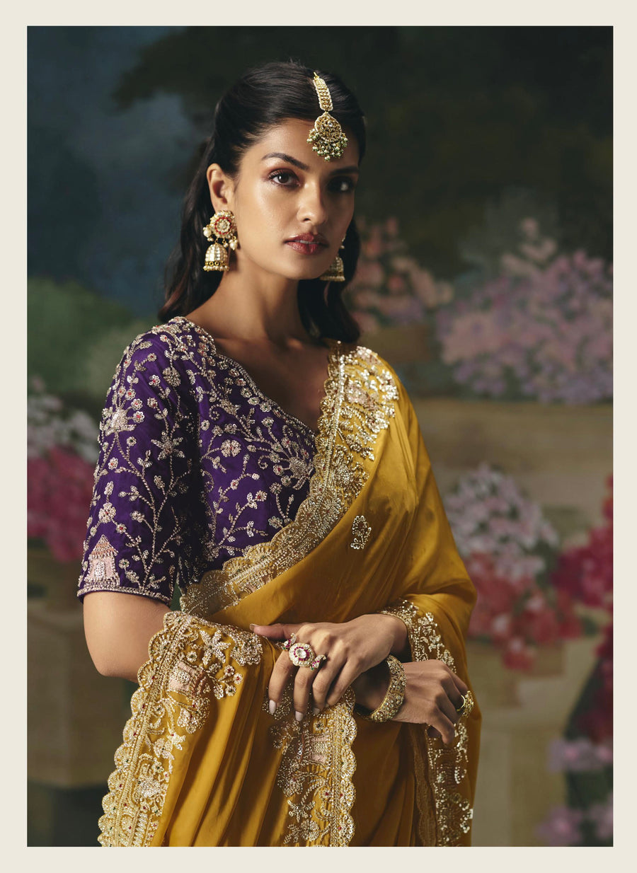 BEAUTIFUL SAREE ON TISSUE ORGANZA WITH BEADS , SEQUENCE & PEARL WORK