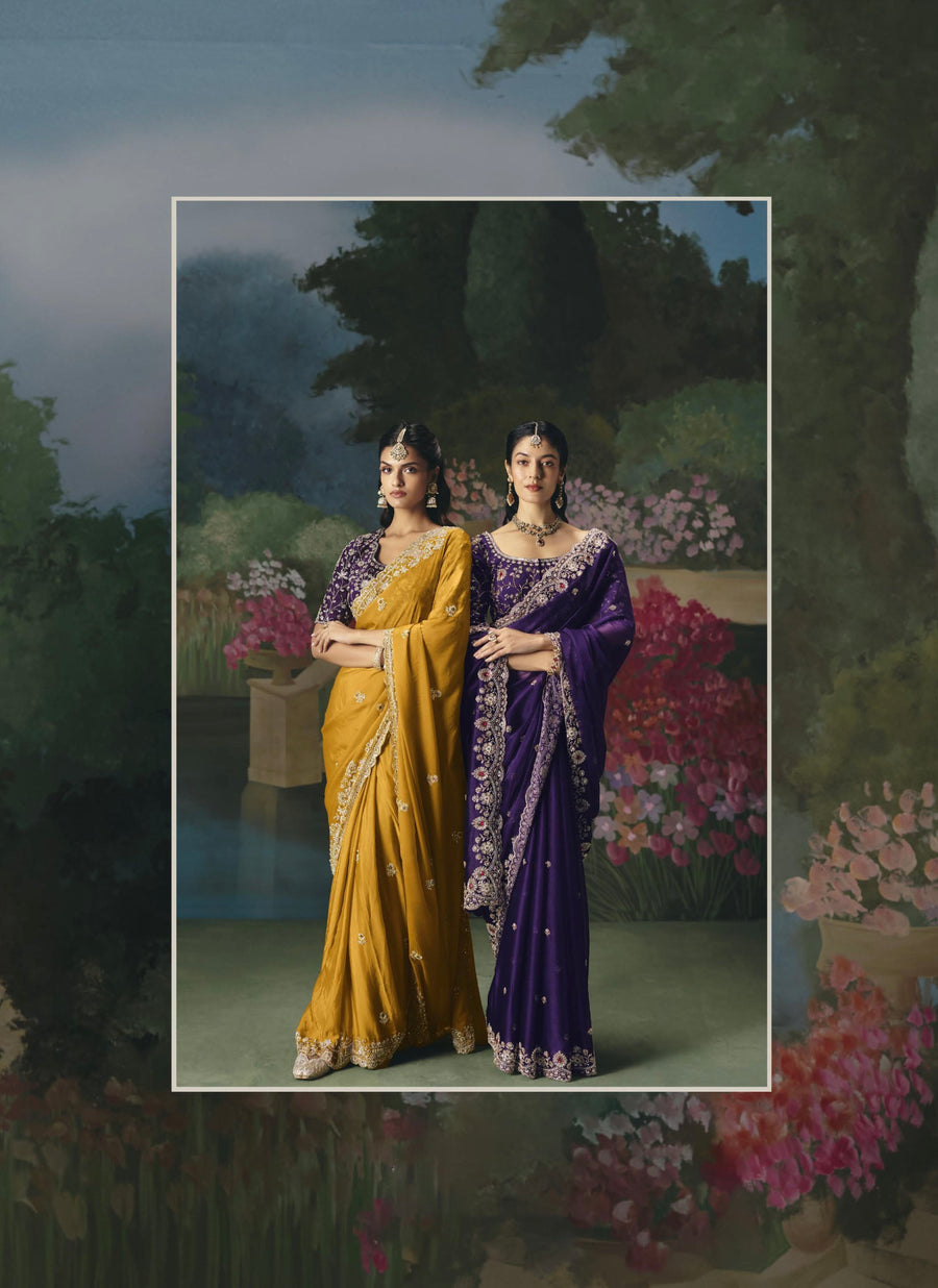 BEAUTIFUL SAREE ON TISSUE ORGANZA WITH BEADS , SEQUENCE & PEARL WORK
