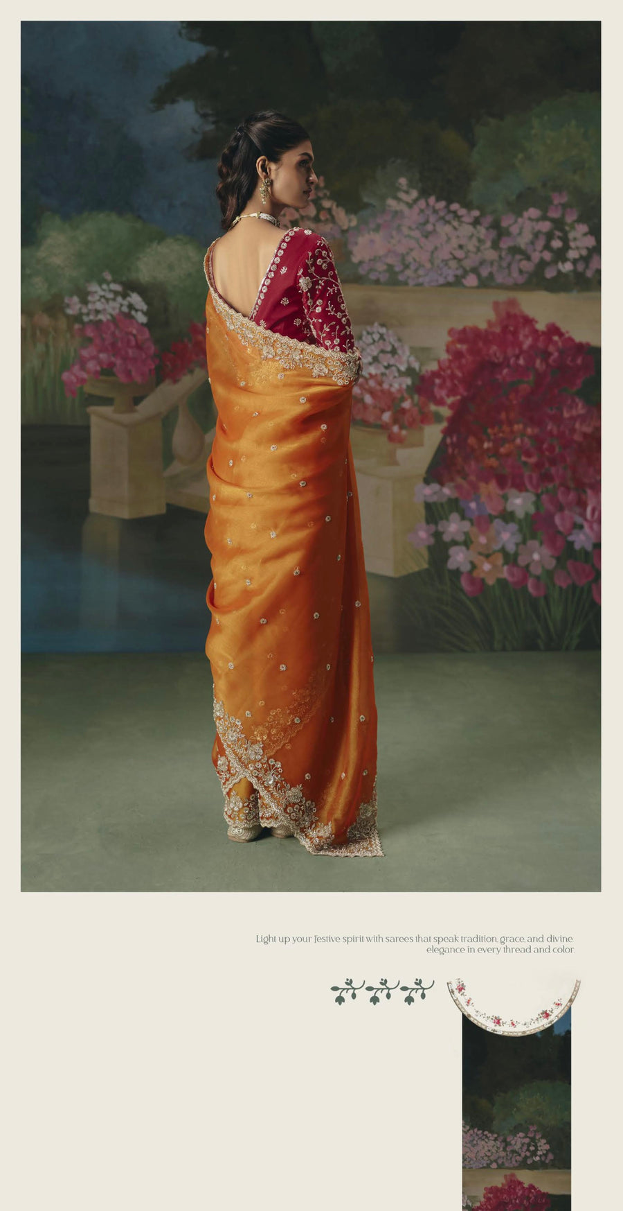 BEAUTIFUL SAREE ON TISSUE ORGANZA WITH BEADS , SEQUENCE & PEARL WORK