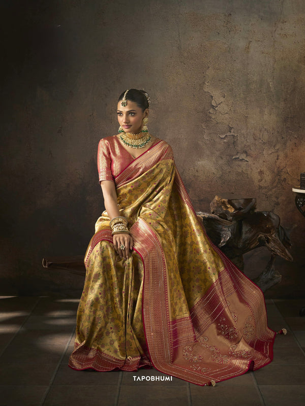 PURE KANJEEWARAM SAREE WITH HEAVY SAROSKI WORK