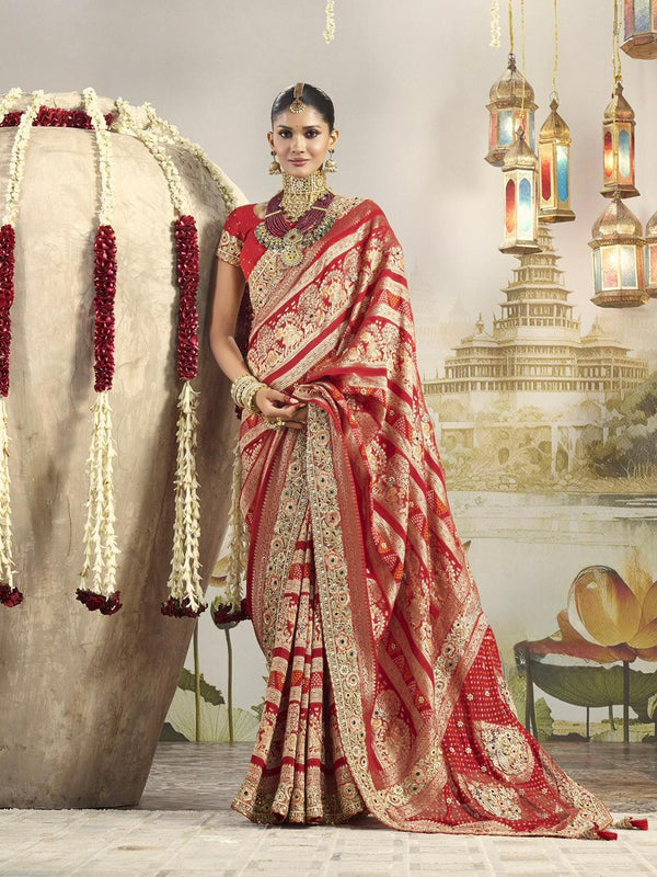 PURE VISCOSE KHADDI GEORGETTE SAREE FULL SAREE HEAVY EMBROIDERY HAND DIAMOND & MOTI  PATCH BUTTA WORK